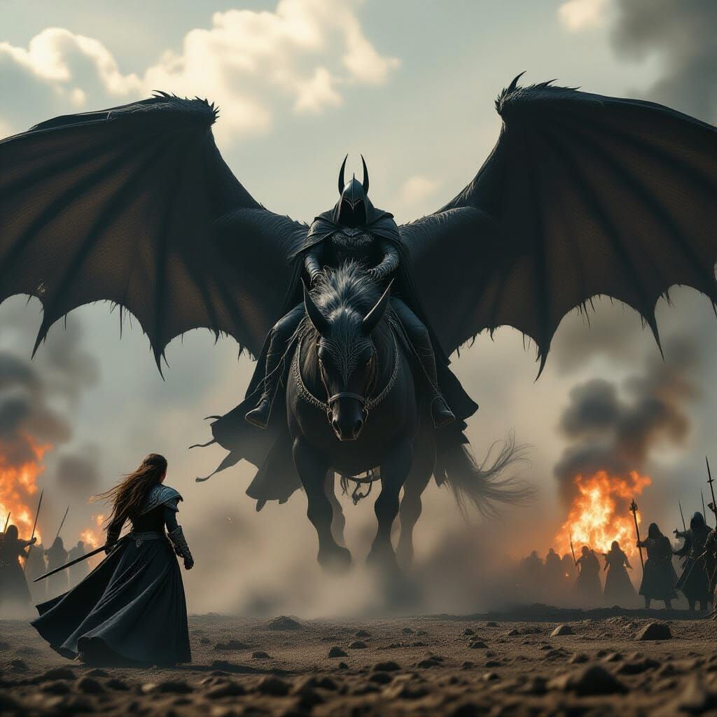 Terrifying Ringwraith on Fell Beast Battles Eowyn