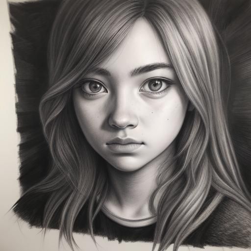 Hyperdetailed Charcoal Drawing of Emily