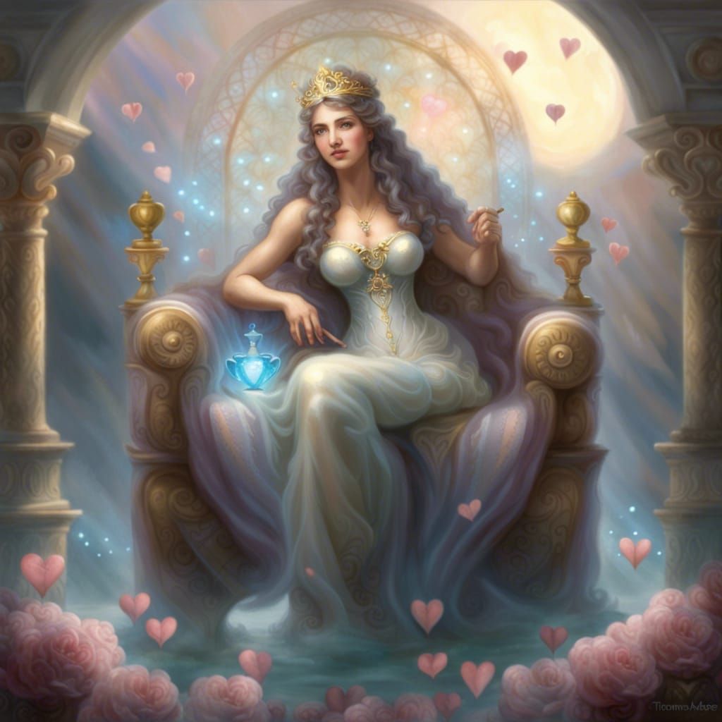 Aphrodite on Heart Throne in Olympus Scene