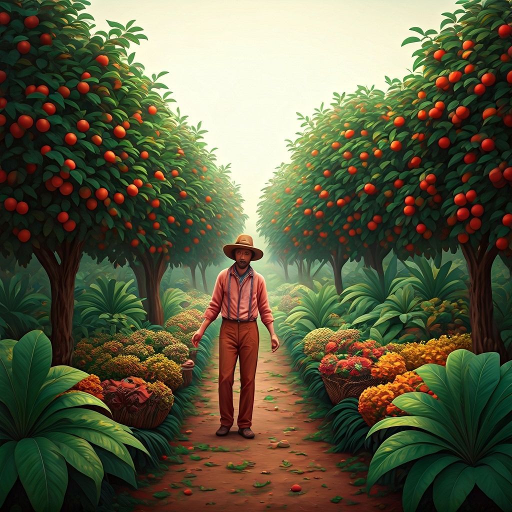 Alleyway in an orchard