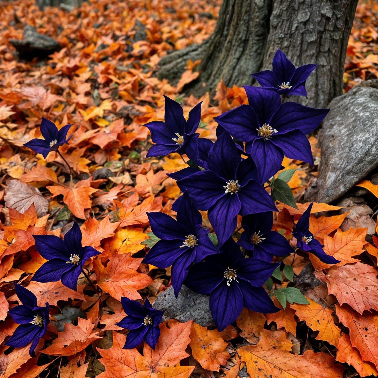 Dark Purple Fractal Flowers in Autumn Forest