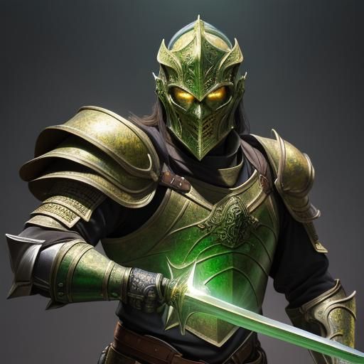 Medieval Knight with Dragon Sword in Hyperrealistic Style