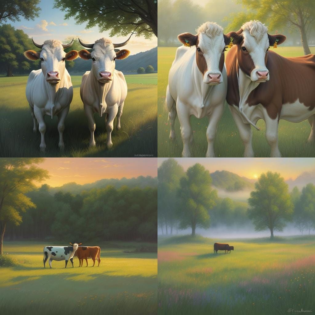 Cows in Love: An Oil Painting