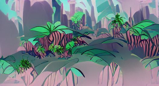 Exotic Jungle Planet in Cel-Shaded Style
