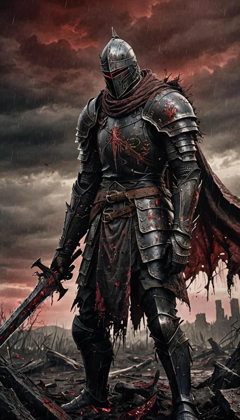 Knight Gael on Desolate Battlefield: Digital Matte Painting