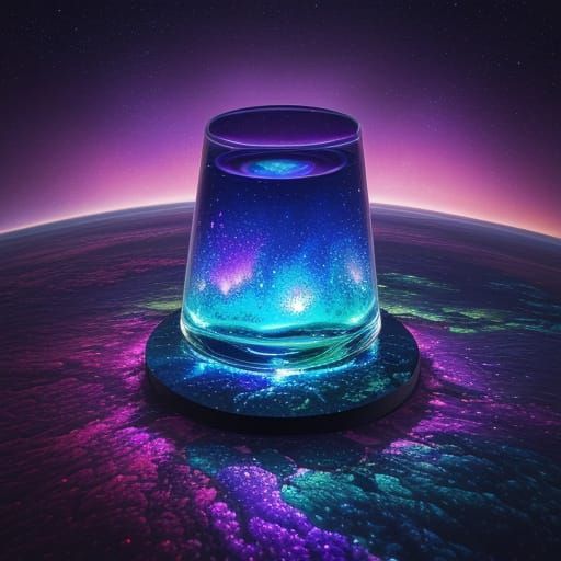 Cosmic Surrealist Lava Lamp Scene in Vibrant Iridescent Colo...