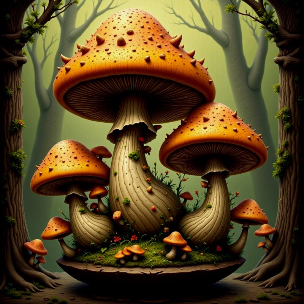 Enchanted Mushroom Compendium in Whimsical Fantasy Style