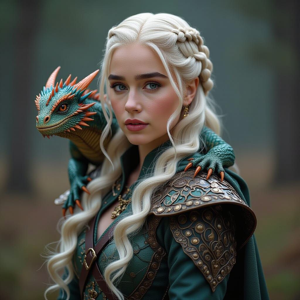 Daenerys Targaryen with Dragon, Cinematic Portrait