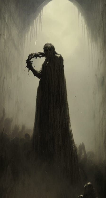 Eerie Monster Lurking in Shadow, Photorealistic Horror Art