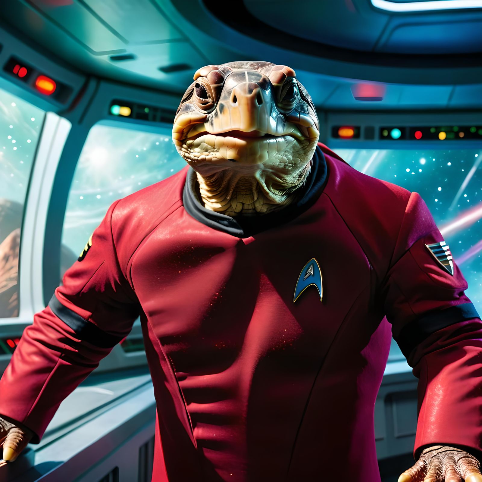 Turtle Captain on Star Trek Enterprise at Warp Speed