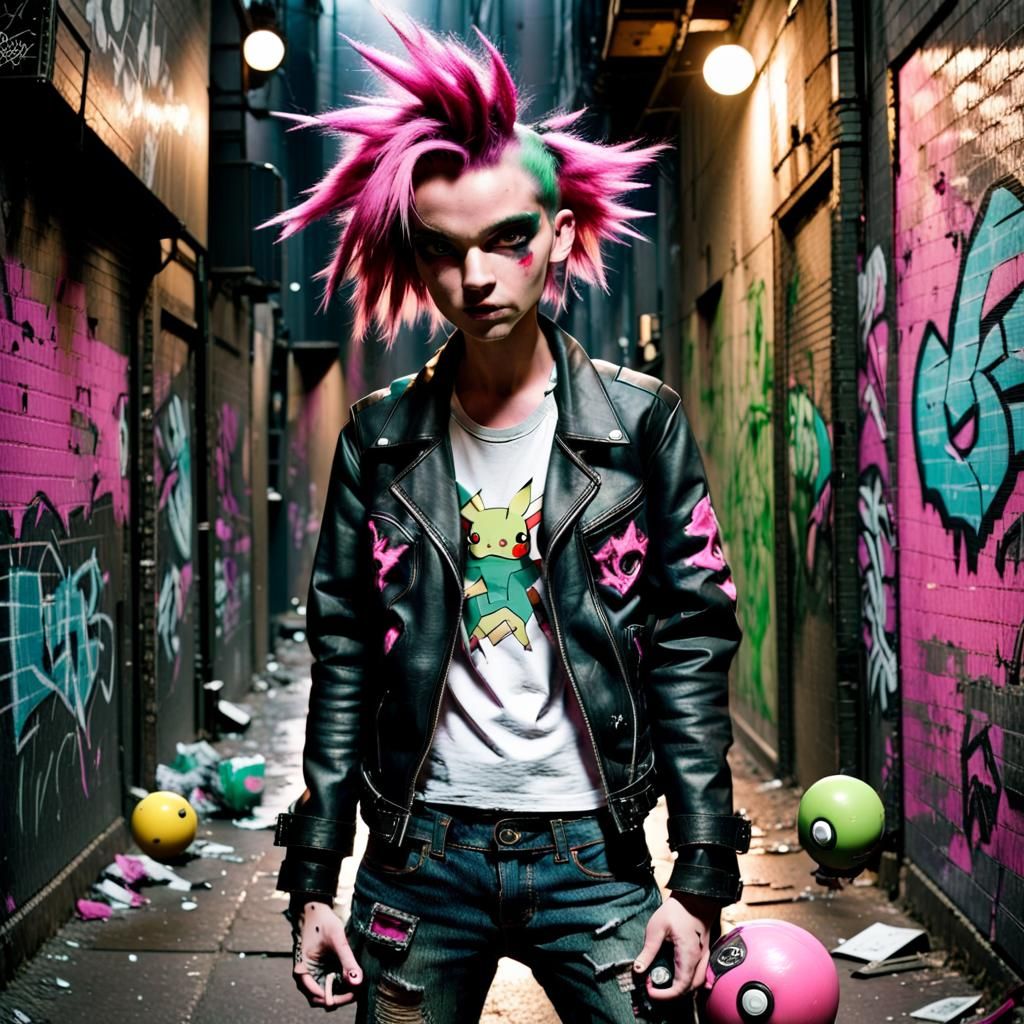 Gritty Pokemon Trainer in Dark City Alleyway