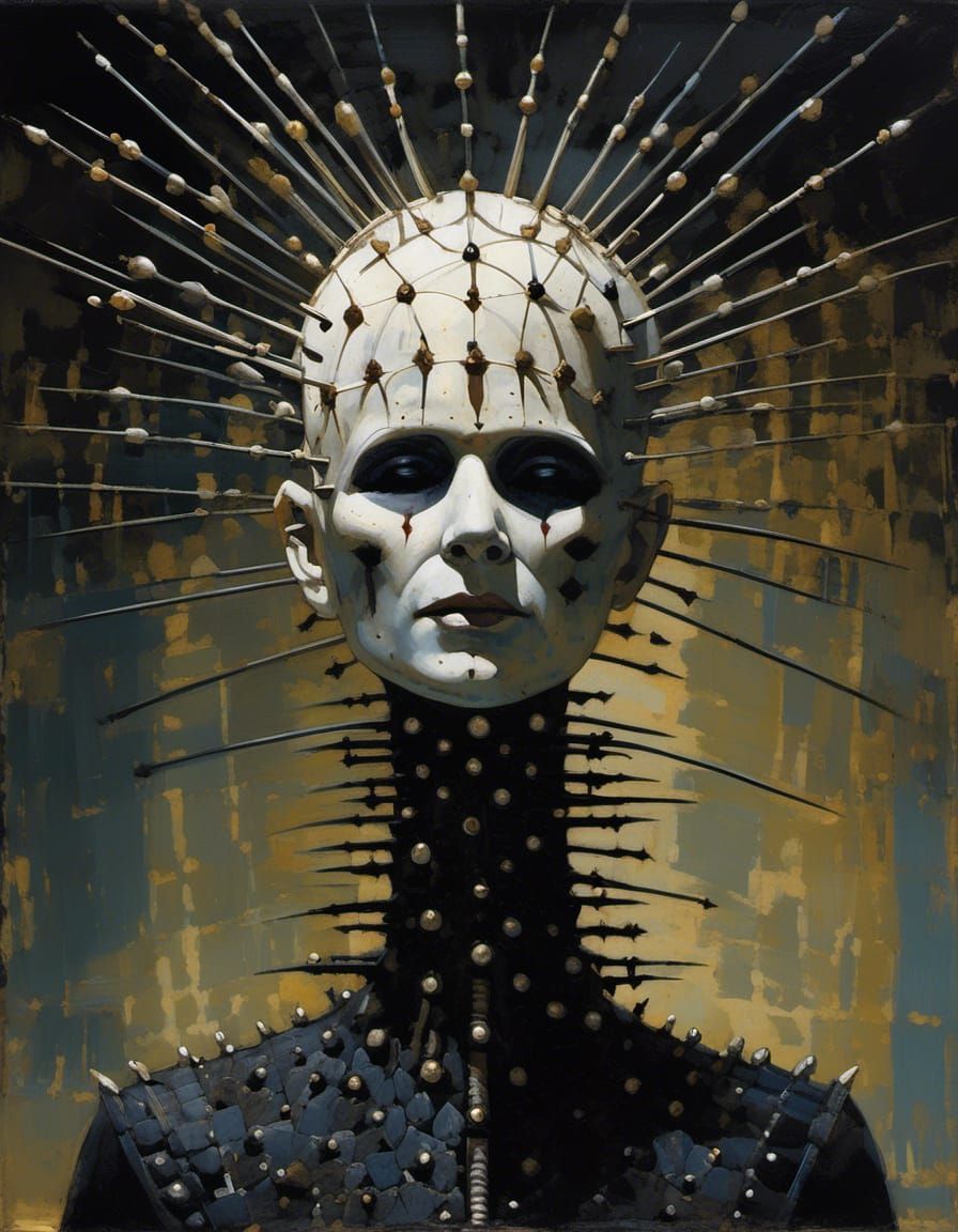 Intricate Double Exposure of Hellraiser's Pinhead