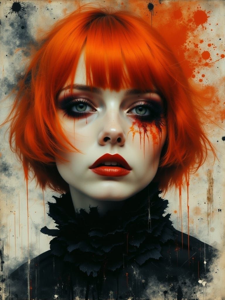 Gothic Despaircore Portrait of a Melancholic Woman