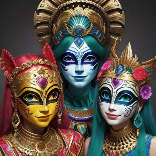 Vibrant Melpomene and Thalia Masks Depicting Emotions