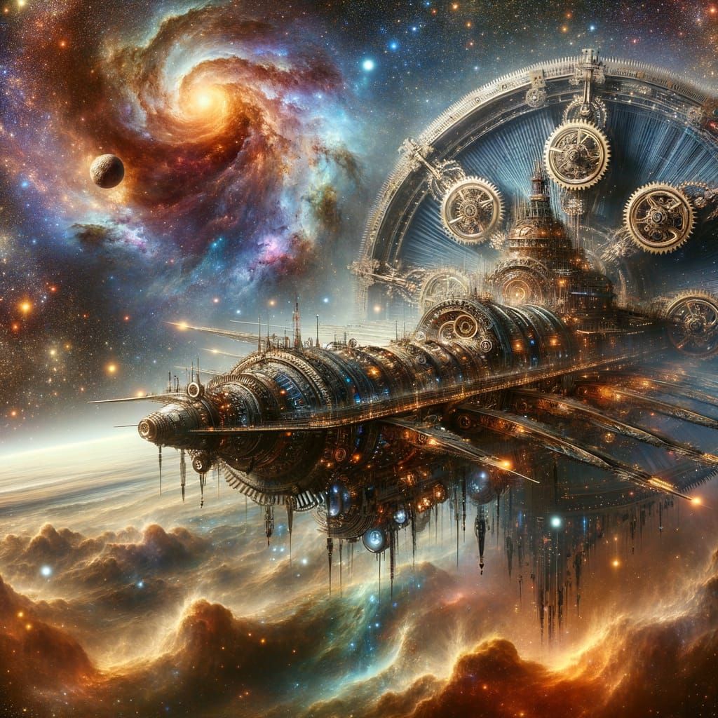 Cosmic Steampunk Odyssey: Solar Sail Propelled Spacecraft Am...