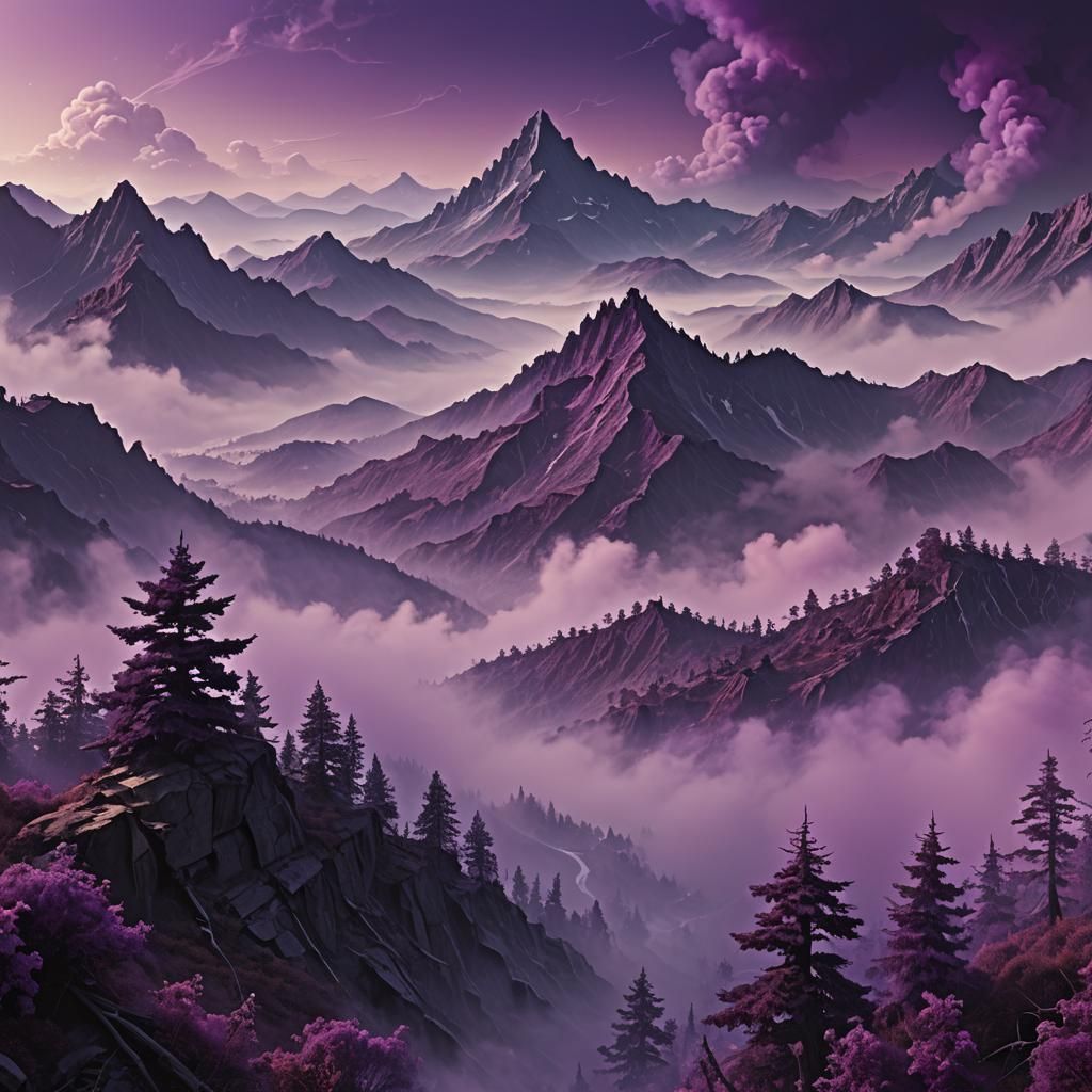 Ethereal Purple Smoky Haze Matte Painting