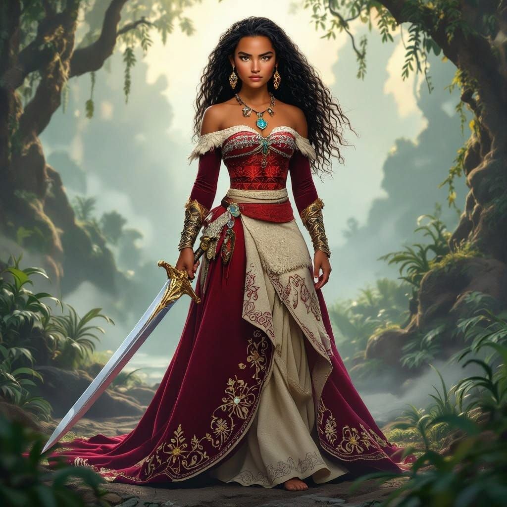 Medieval Moana in a Romantic Fantasy Gown