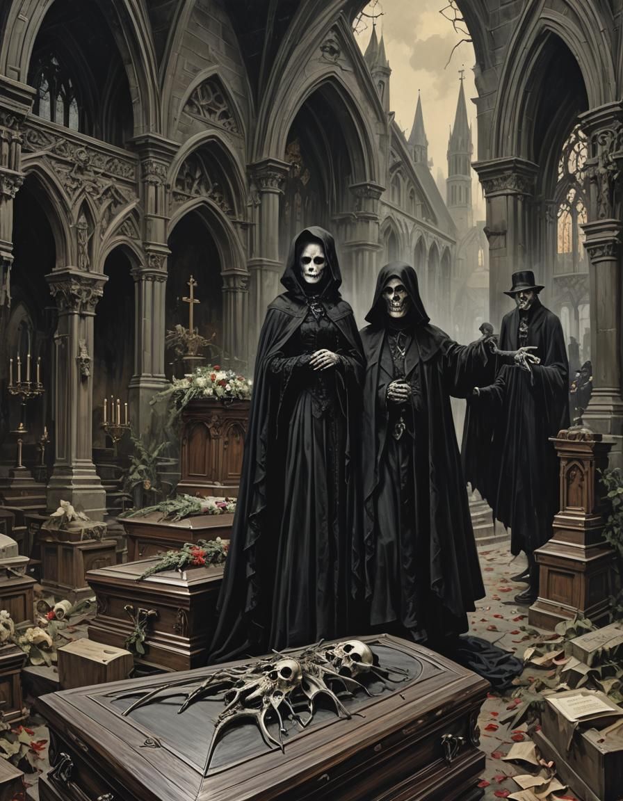 Victorian Vampire Funeral in Gothic Horror Style