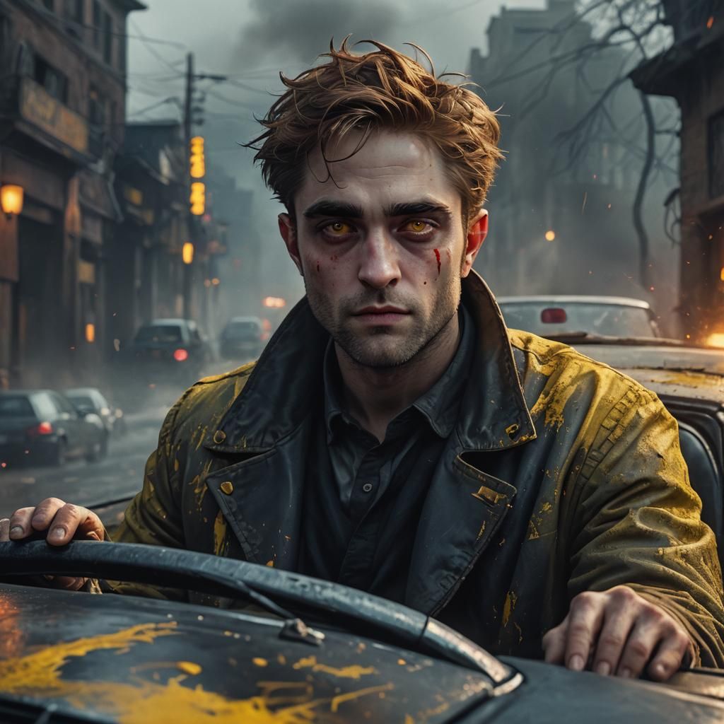 Ghostly Figure with Glowing Eyes in Detailed Matte Painting