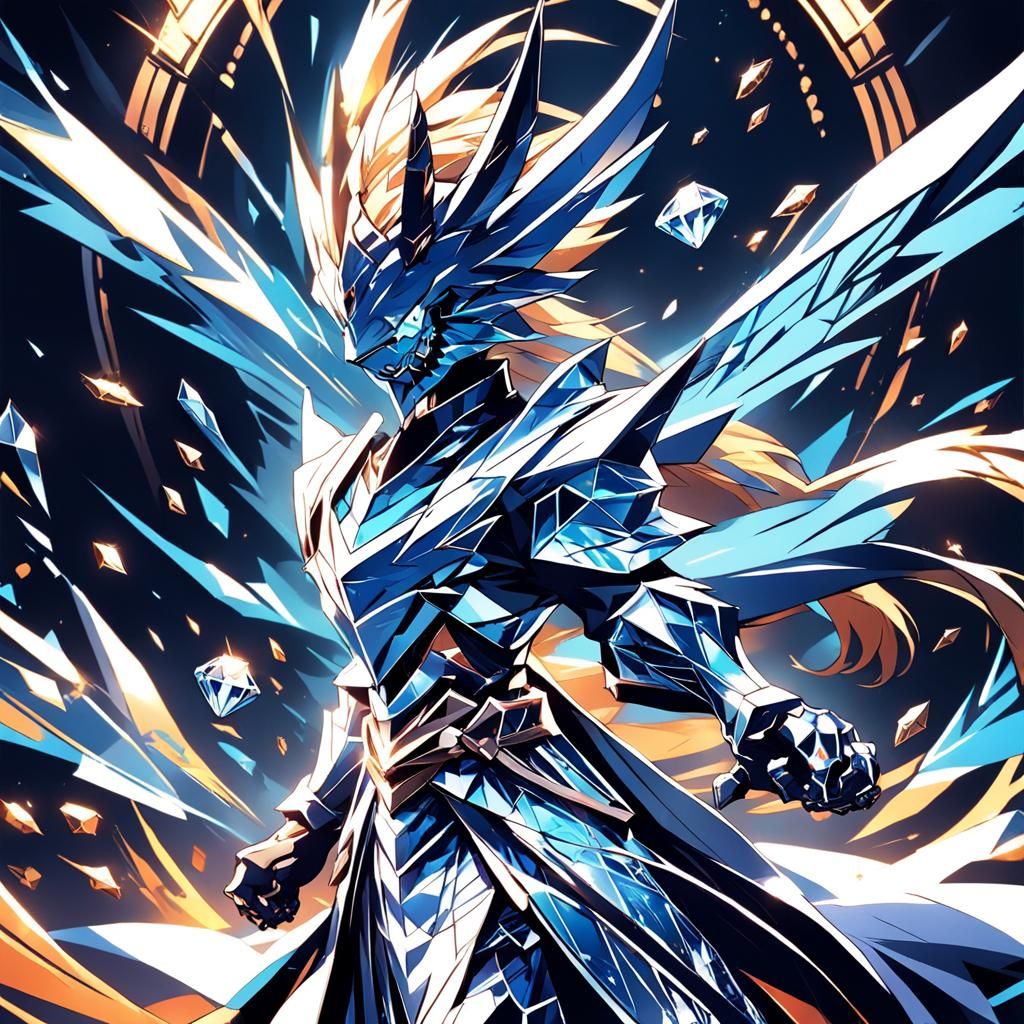 Elegant Draconic Figure in Diamond Outfit