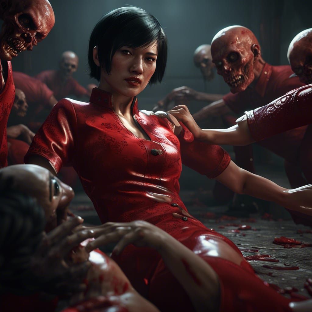 Ada Wong Surrounded by Zombies: 3D Game Art