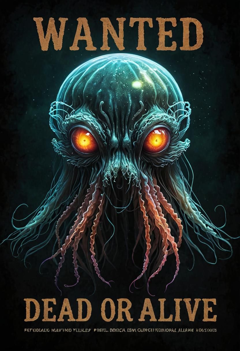 Alien Jellyfish Wanted Poster