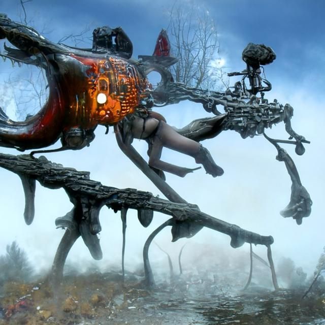 Mushroom Octopus in Steampunk Alien Ruins