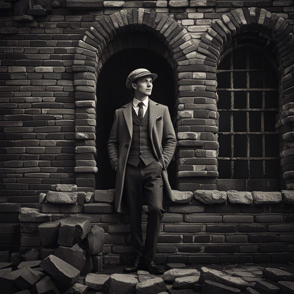 1920s Fashion Photograph Against Brick Building