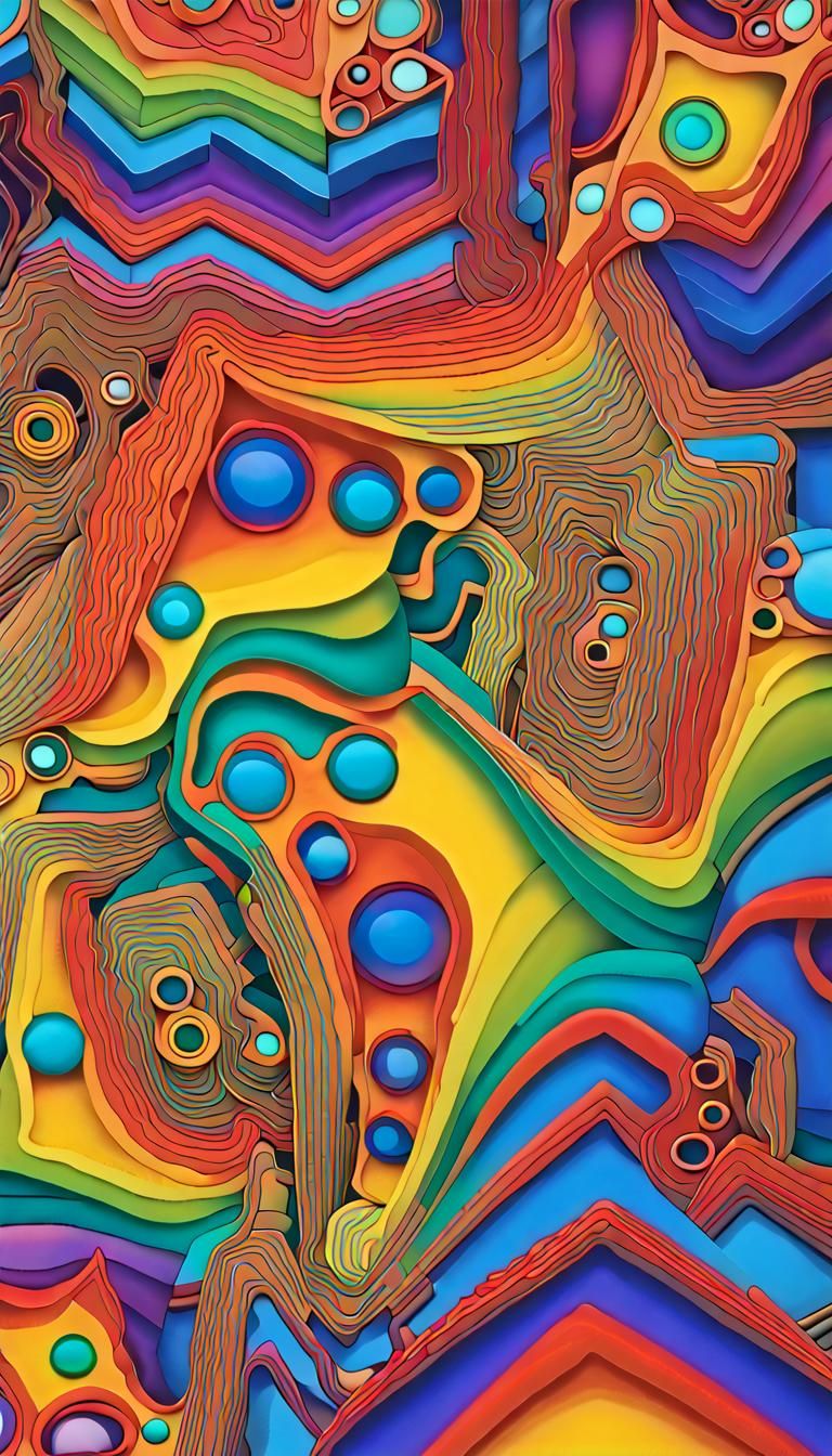 Psychedelic Optical Art Pattern in Rainbow Colors