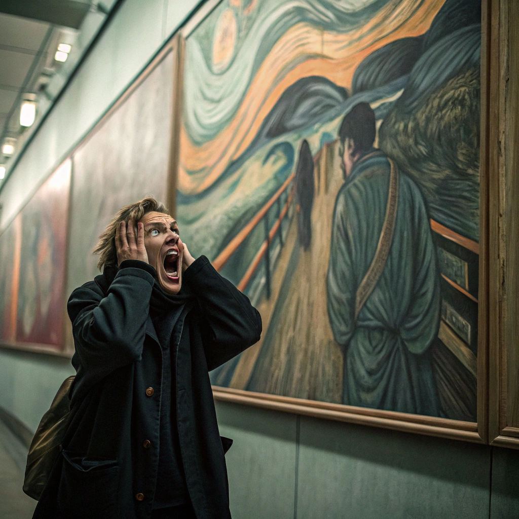 Frenzied Figure Lost in Abstract Emotional Dreamscape