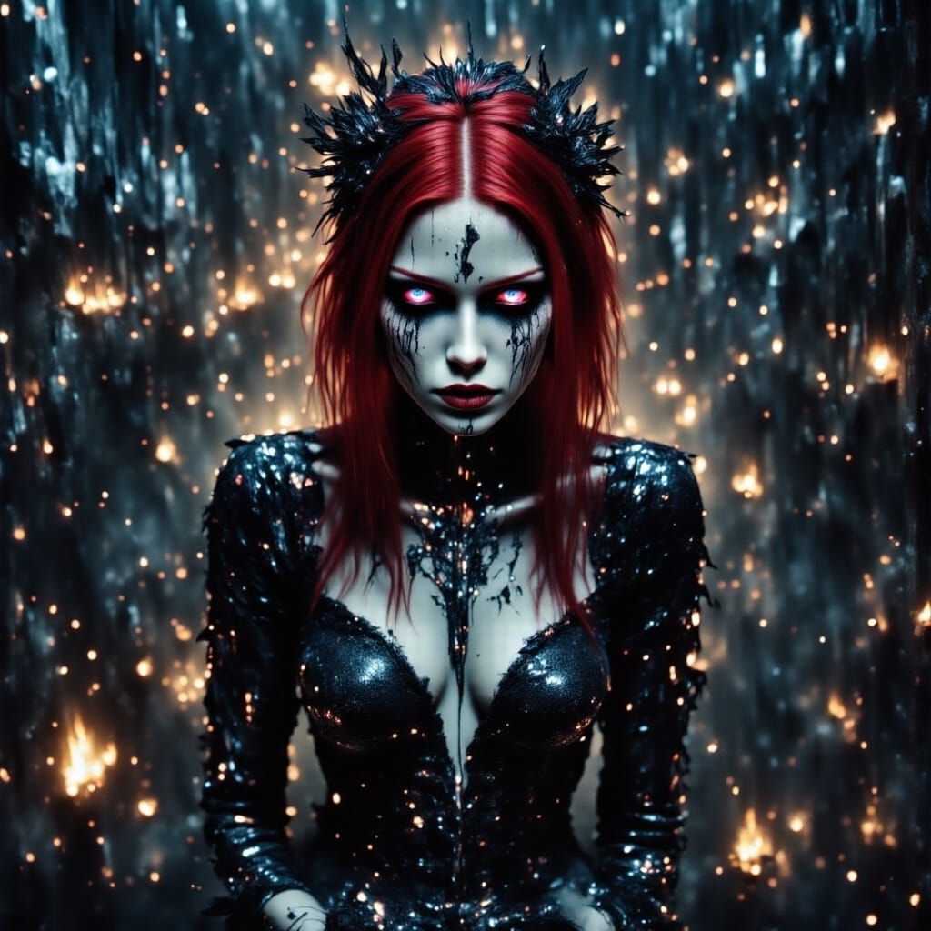 Edgy Fae Witch Portrait in Cyberpunk Style