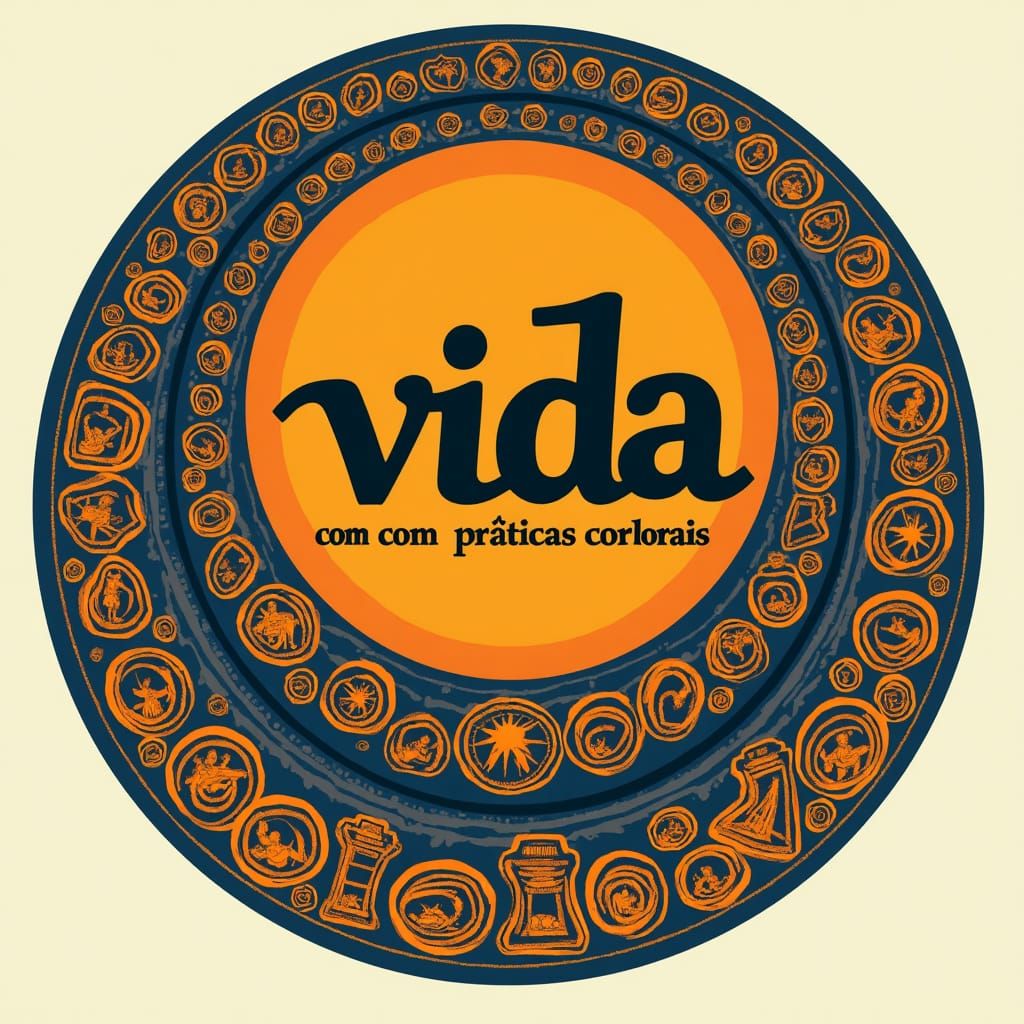 Stylized African Circles with Figures and Text