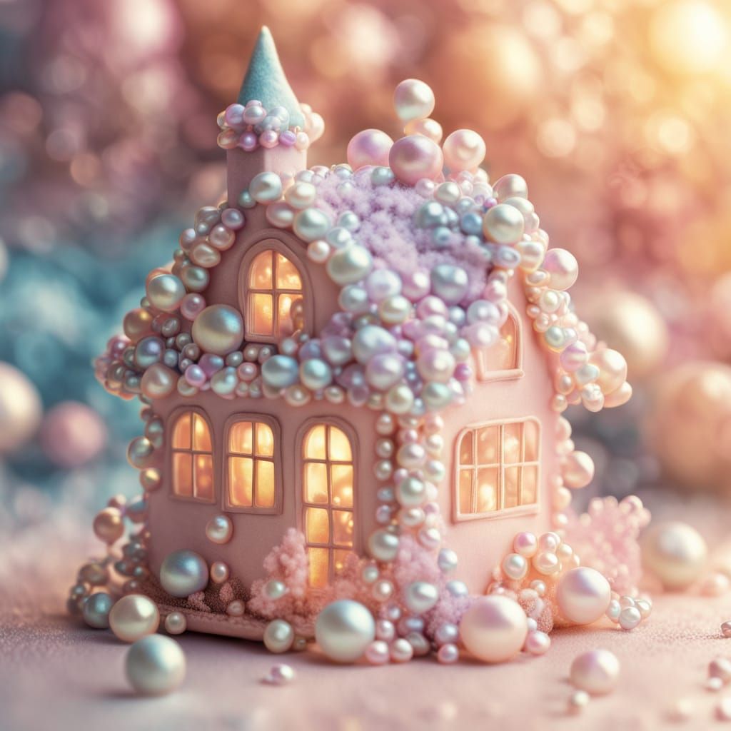 Pearl House in Dreamy Pastel Fantasy Art