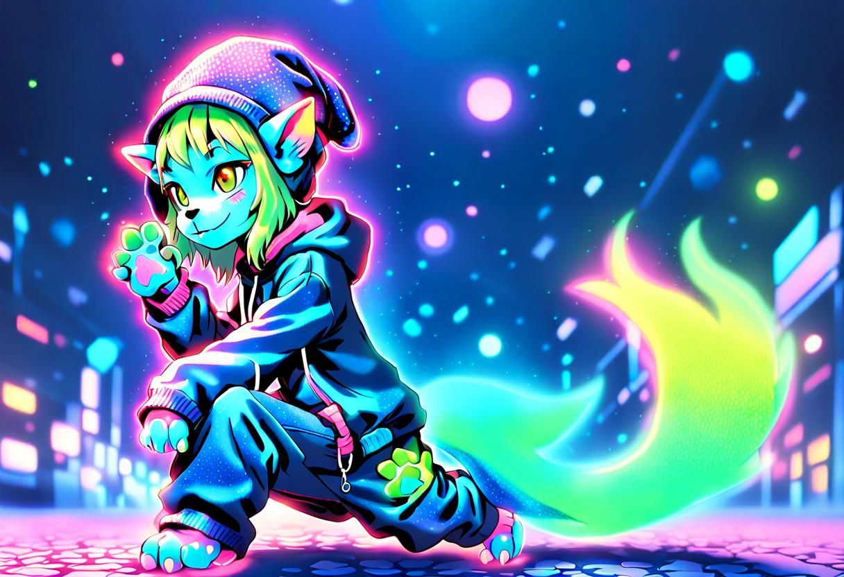 Retrofuturistic Anime Goblin in Pointillism Style