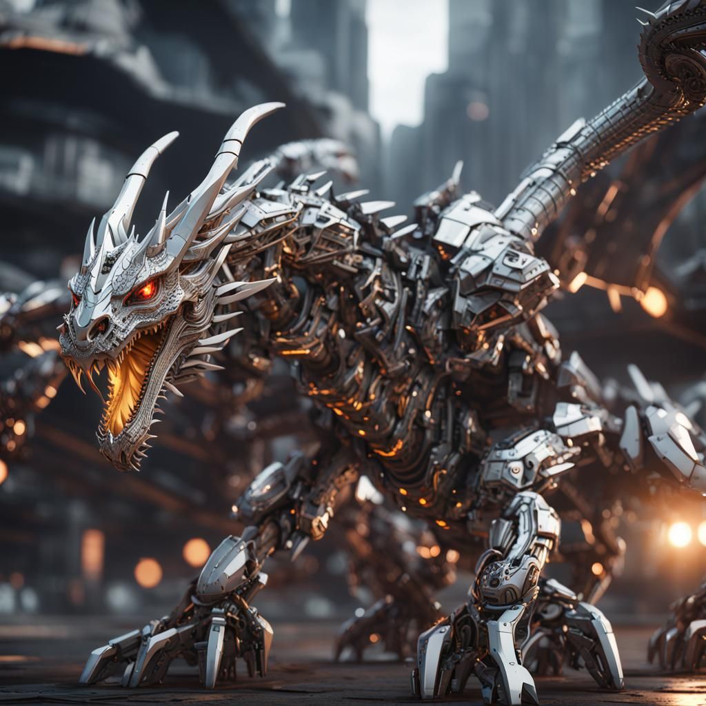 Futuristic Sci-Fi Dragon with Intricate Mech Details