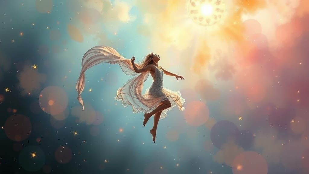 Ethereal Dreamer in Vibrant Surrealist Landscape