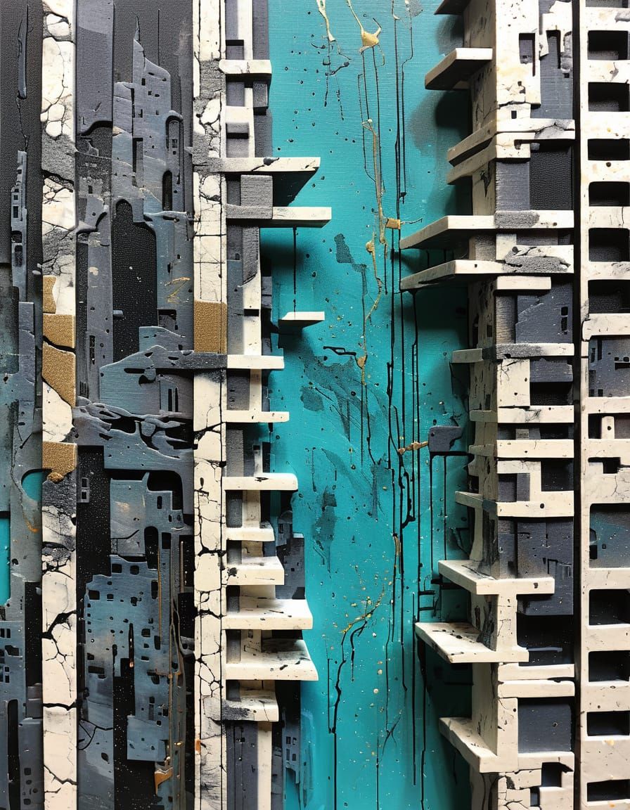 Tactile Abstraction of a Futuristic Mixed Media City