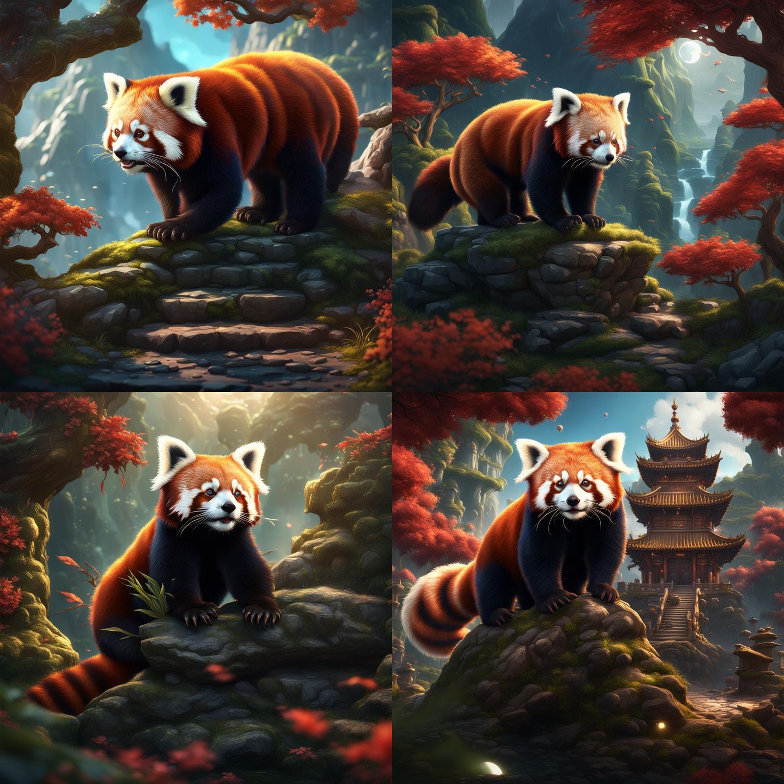 Detailed Red Panda Fantasy Concept Art