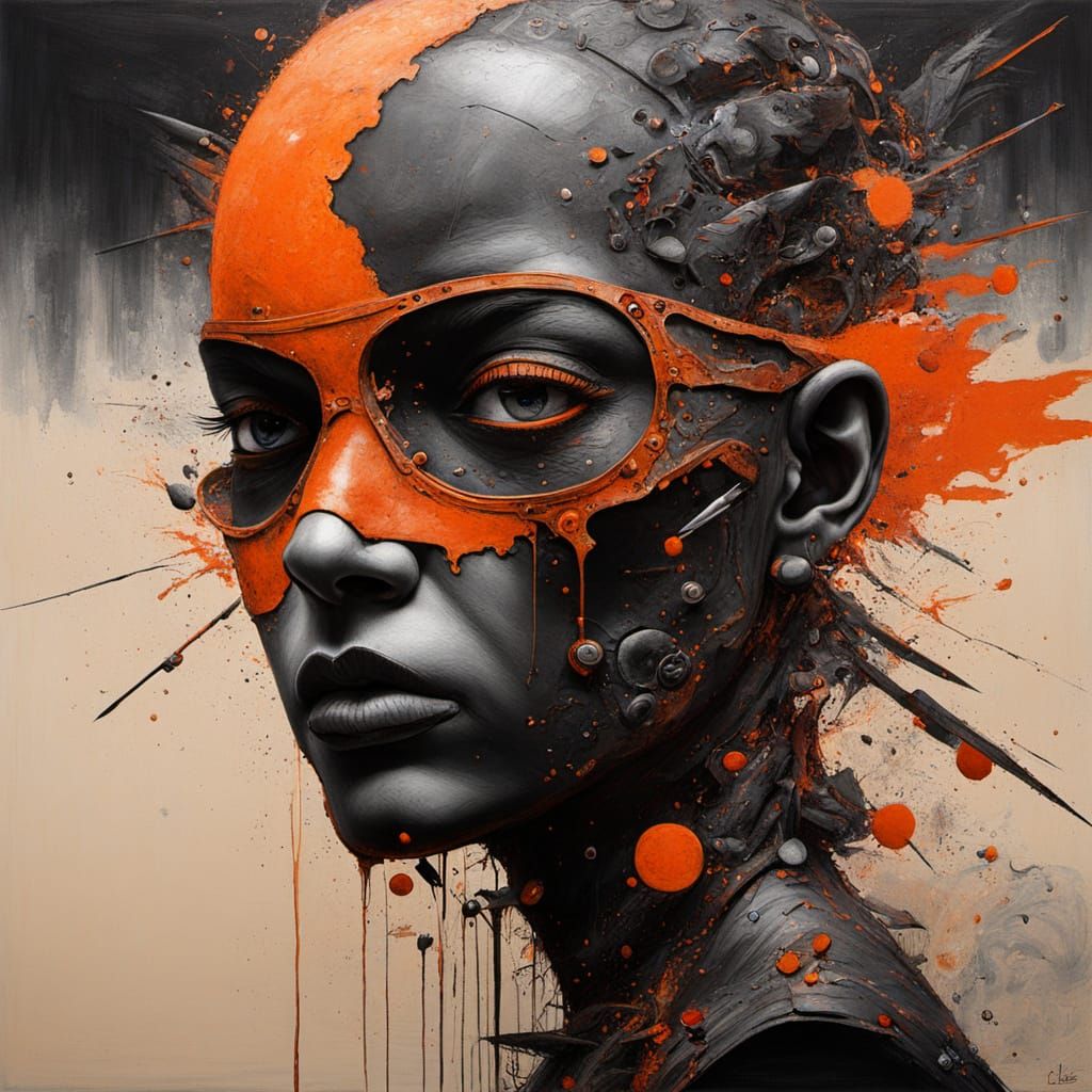 Abstract Surrealism Painting of a Black Marlin