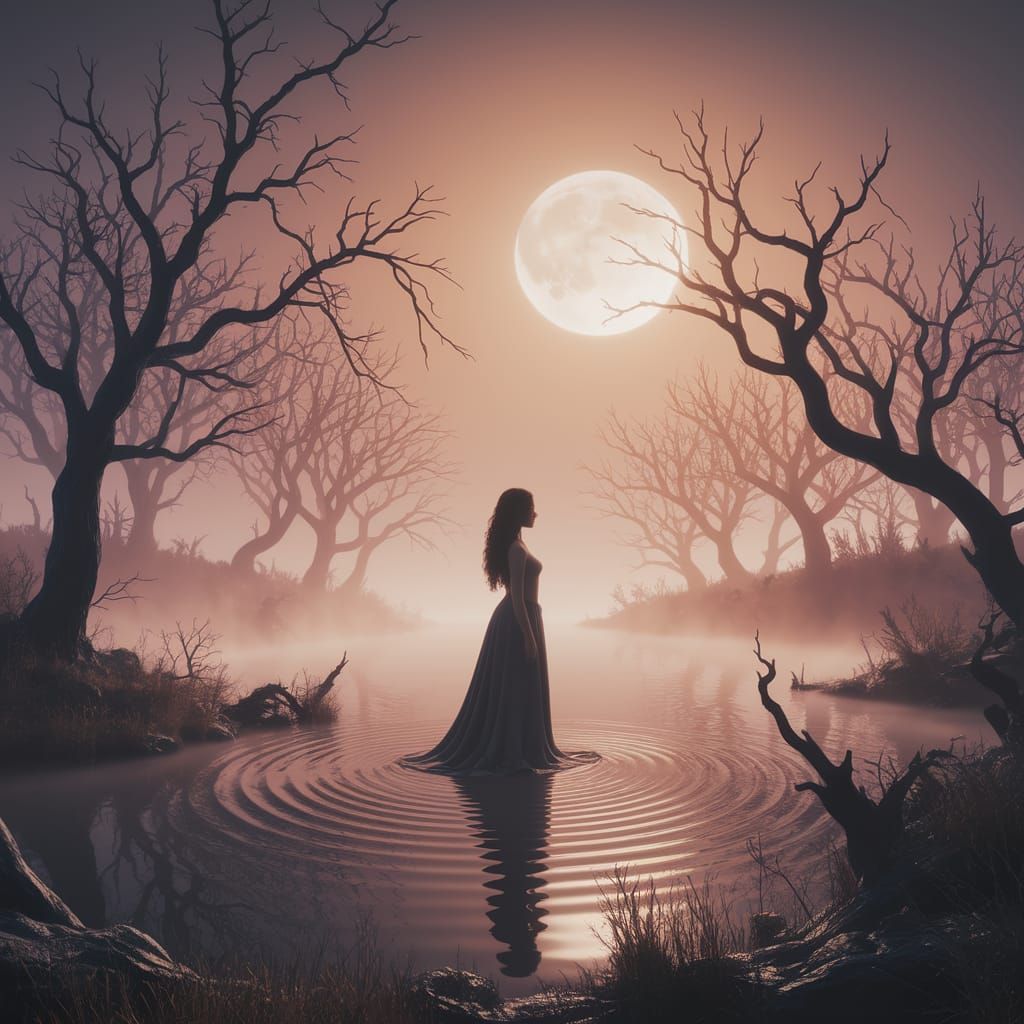 Surrealist Masterpiece with Ethereal Female Figure and Mysti...