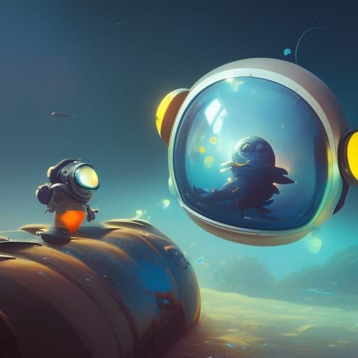 Fish in Astronaut Helmet: Hyperdetailed Concept Art