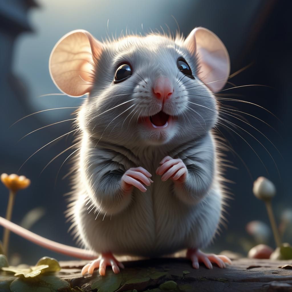 Cute Mouse Portrait in Detailed Matte Painting Style