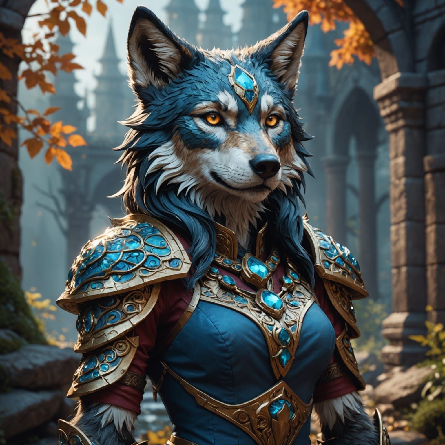 Detailed Anthro Wolf Matte Painting