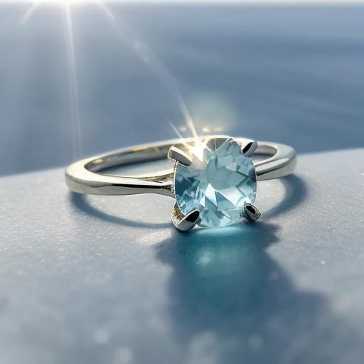 Aquamarine Solitaire Ring in Divine Sunshine