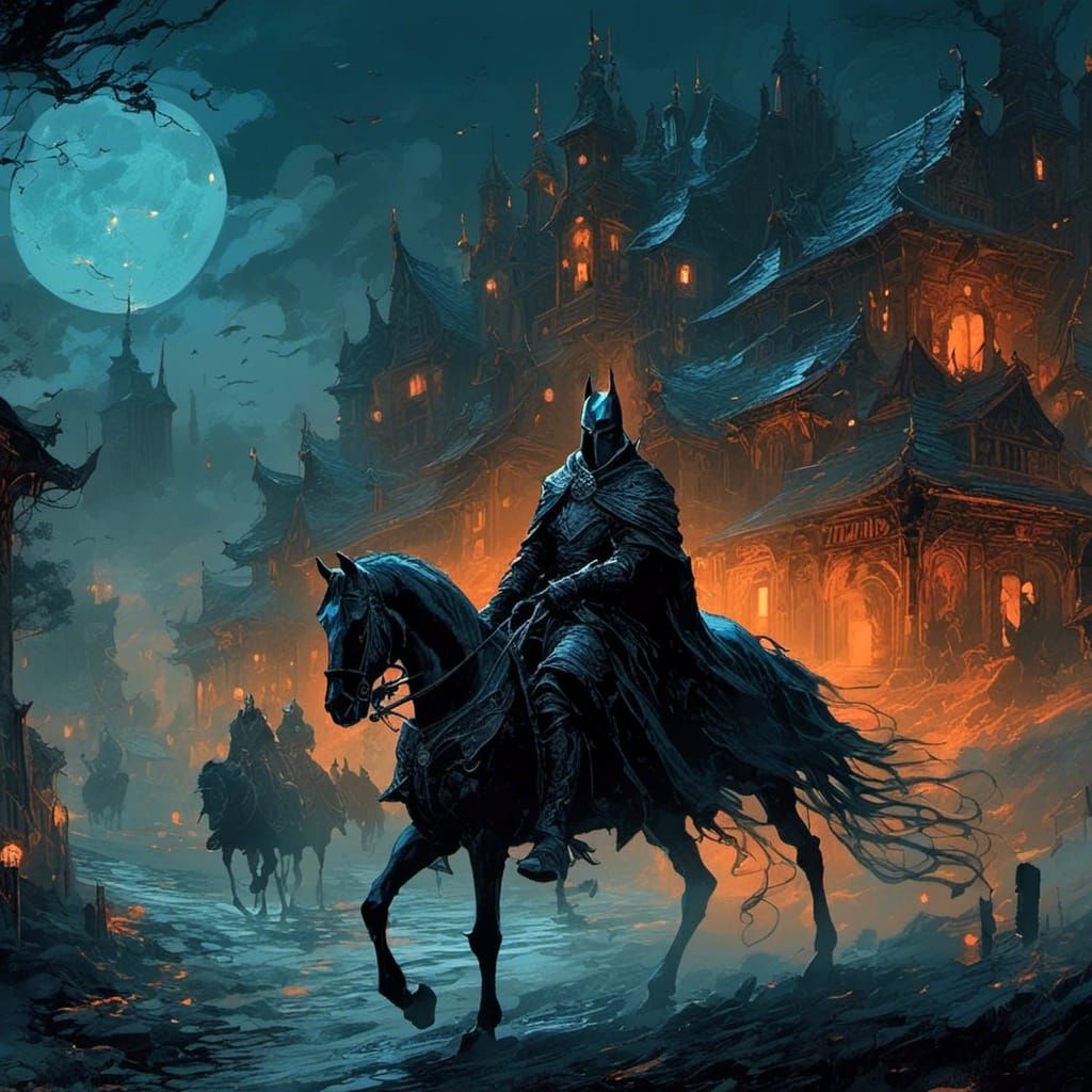 Dark Knight Rides in a Misty Gothic Realm