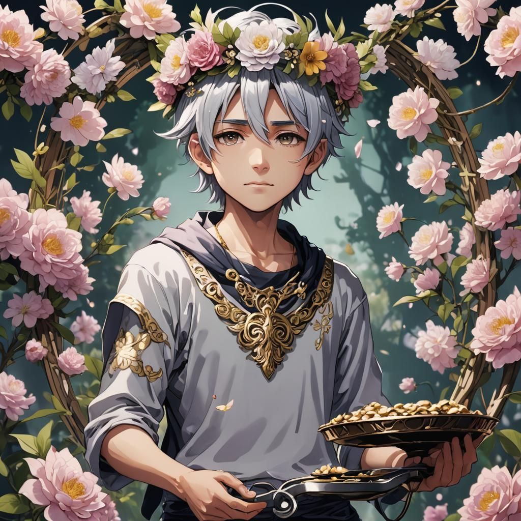 Libra Boy with Scales: Manga Anime Art