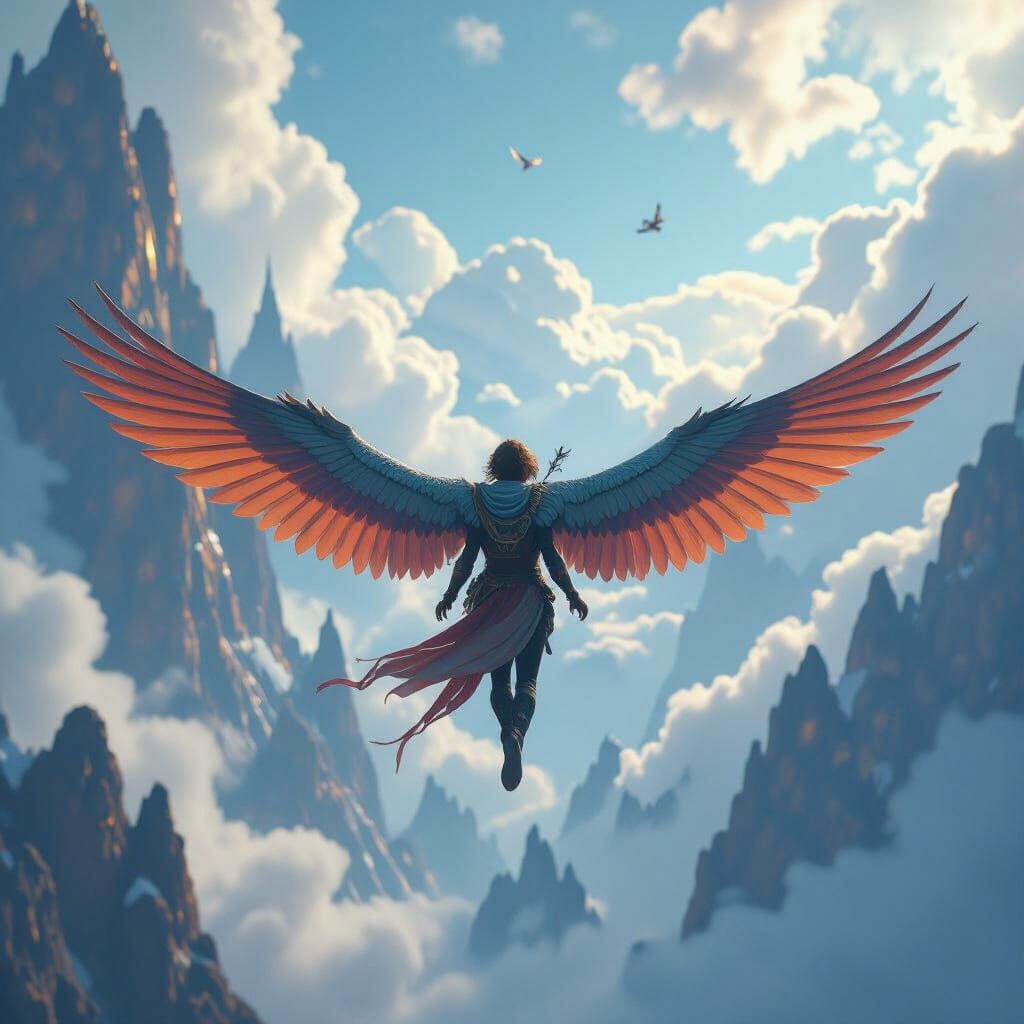 Person Soaring With Wings: Fantasy Concept Art