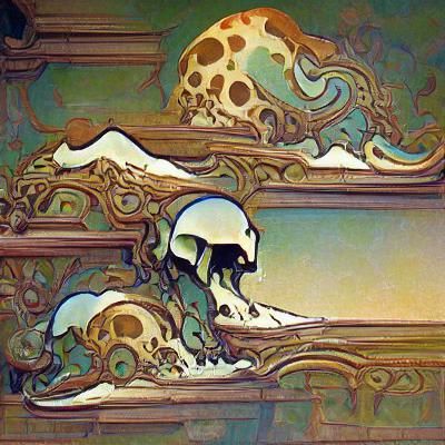 Art Nouveau Skull Avalanche Illustration