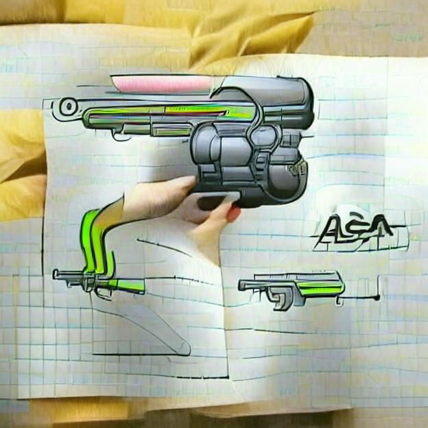 Futuristic Cartoon Weapon: Technical Diagram
