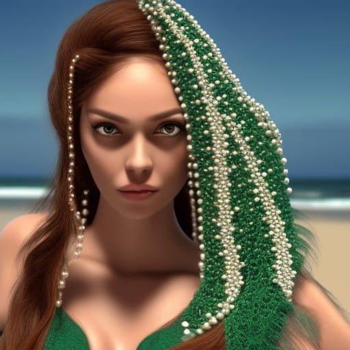 Hispanic Latina Mermaid Emerges from Starry Sea